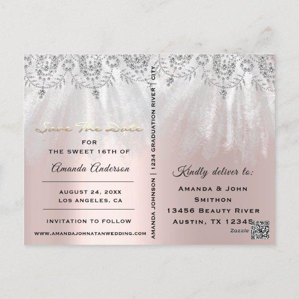Save The Date Photo Gray 16th 15th Bridal Shower PostInvitations
