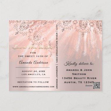 Save The Date Photo Pink 16th 15th Bridal Shower PostInvitations