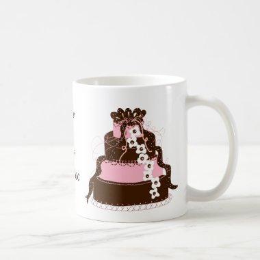 Save the Date Pink and Chocolate Cake Coffee Mug