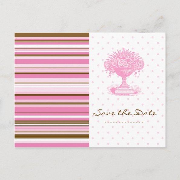 SAVE THE DATE, Pink & Brown Chic PostInvitations