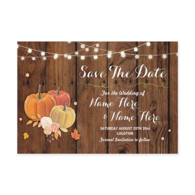 Save The Date Rustic Pumpkin Lights Wood Wedding