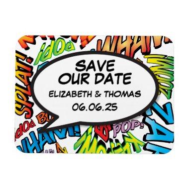 Save the Date Speech Bubble Fun Retro Comic Book Magnet