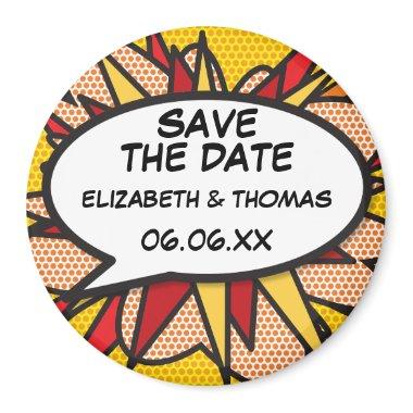 SAVE THE DATE Speech Bubble Fun Retro Comic Book Magnet