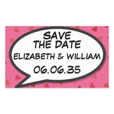 SAVE THE DATE Speech Bubble Fun Retro Comic Book Rectangular Sticker