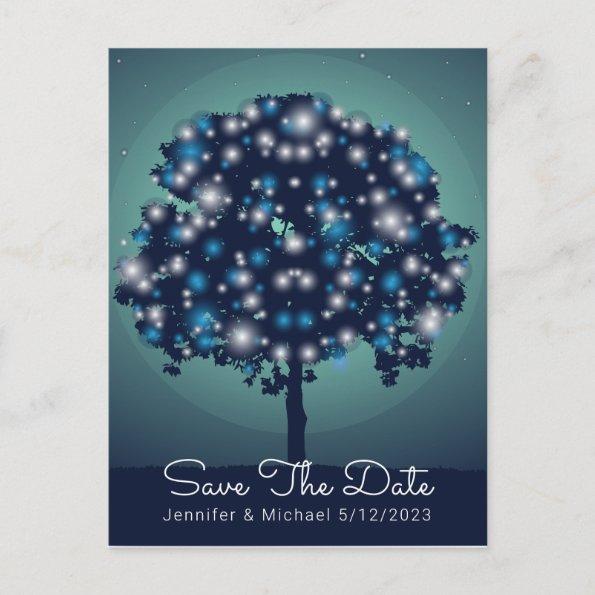Save The Date | Tree Lit in Blue Lights PostInvitations