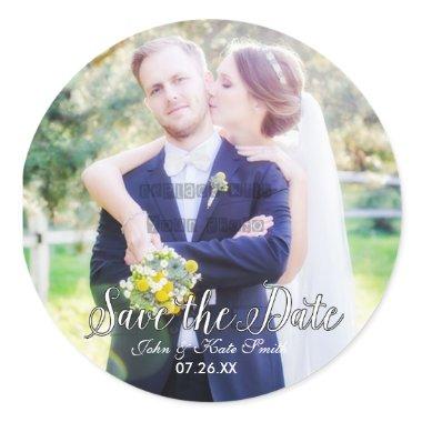 SAVE THE DATE Typography Wedding Photo Sticker