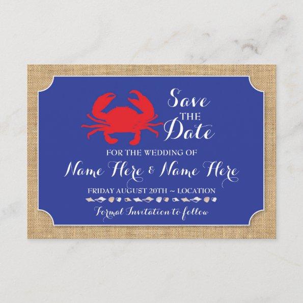 Save The Date Wedding Beach Crab Boil Invite