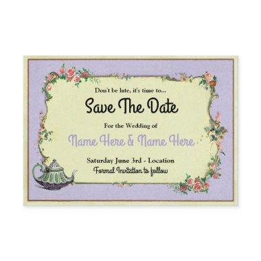 Save The Date Wonderland Purple Teapot Tea
