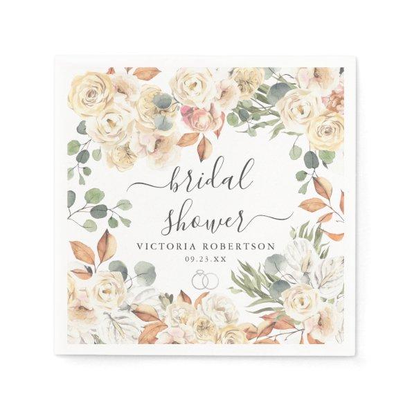 Savory Rustic Floral Bridal Shower Personalized Napkins