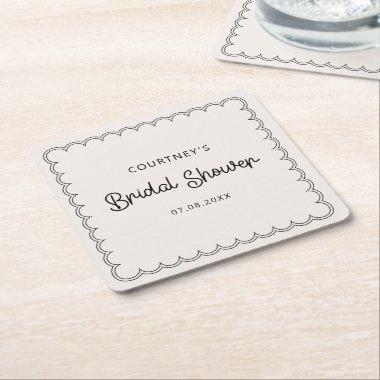 Scalloped border Bridal Shower Drinking Coasters