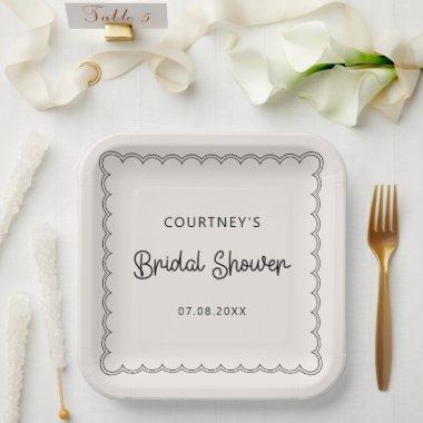 Scalloped border Bridal Shower Paper Plates