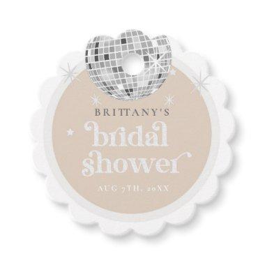 Scalloped Silver Retro Disco Groovy Bridal Shower Favor Tags