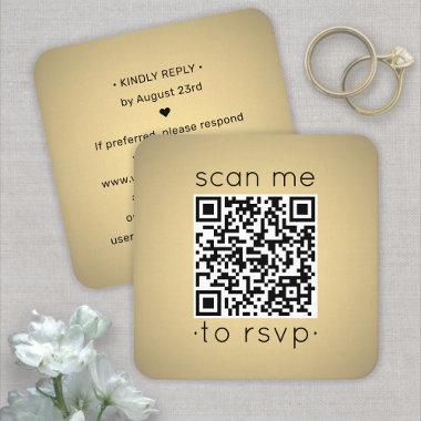 Scan Me QR RSVP Faux Gold Foil Wedding Square Enclosure