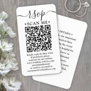 Scan Me RSVP & Details QR Code Vertical Wedding Enclosure Invitations
