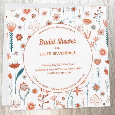Scandinavian Summer Flowers Bridal Shower Invitations
