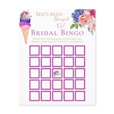 Scooped Ice Cream Floral Bridal Shower Bingo Game