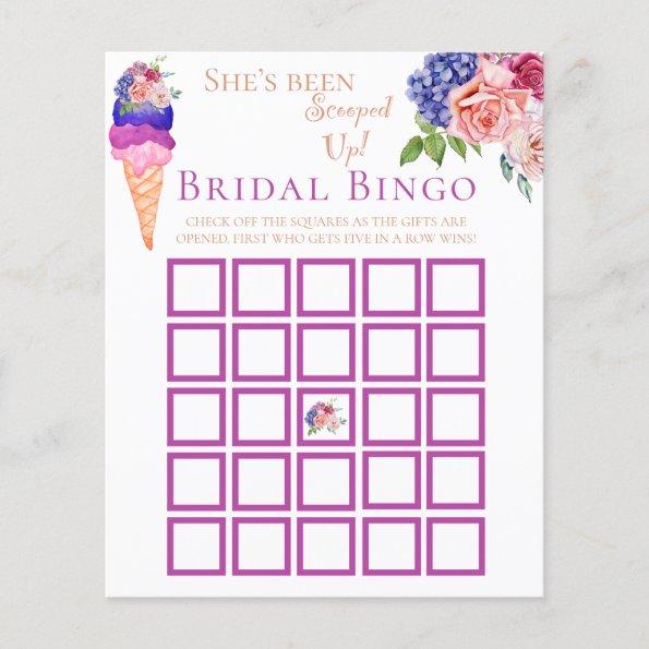 Scooped Ice Cream Floral Bridal Shower Bingo Game