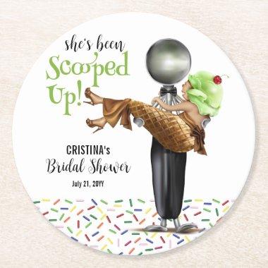 Scooped Up Chocolate Ice cream  Round Paper Coaster
