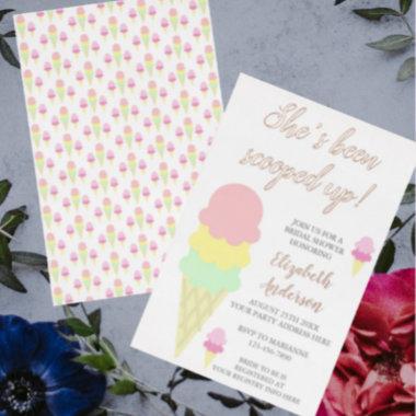 Scooped Up Ice Cream Bridal Shower Invitations Foil Invitations