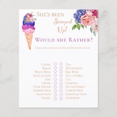 Scooped Up Ice Cream Floral Bridal Shower Fun Game