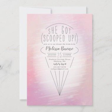 Scooped Up Ice Cream Theme Bridal Shower Invitations