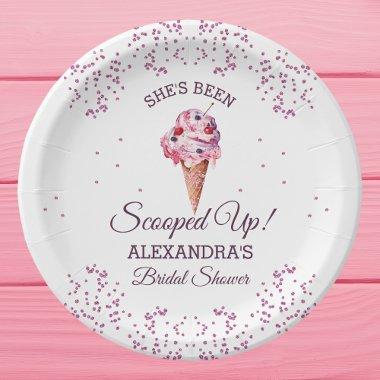 Scooped Up Pink Glitter Ice Cream  Paper Plates