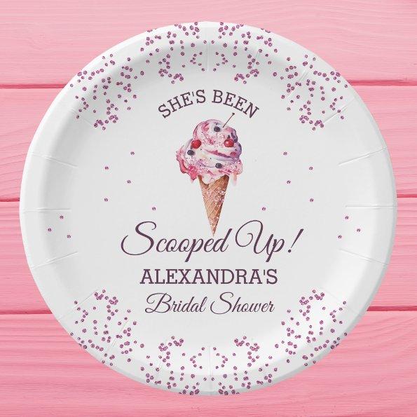 Scooped Up Pink Glitter Ice Cream  Paper Plates