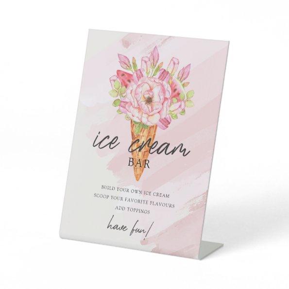 Scooped Up Watercolor Ice Cream Bar  Pedestal Sign