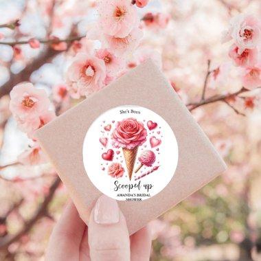 Scooped Up Watercolor Ice Cream  Classic Round Sticker