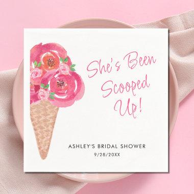 Scooped Up Watercolor Ice Cream Bridal Shower Napkins