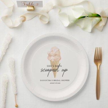 Scooped Up Watercolor Ice Cream Bridal Shower Paper Plates