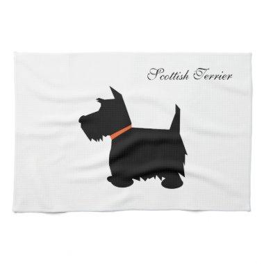 Scottish Terrier dog silhouette kitchen tea towel