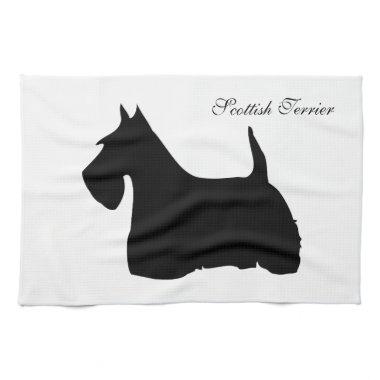 Scottish Terrier dog silhouette kitchen tea towel