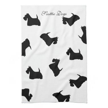 Scottish Terrier dog silhouette kitchen tea towel