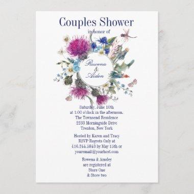 Scottish Thistle Floral Couples Wedding Shower Invitations