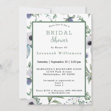 Scottish White Alpine Flowers Bridal Shower Invitations