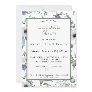 Scottish White Alpine Flowers Bridal Shower Invitations