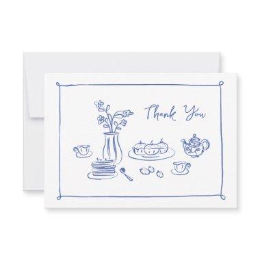 Scribble Whimsical Doodle Hand-Drawn Bridal Tea Thank You
