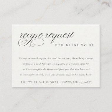 Script Black White Recipe Request Bridal Shower Enclosure Invitations