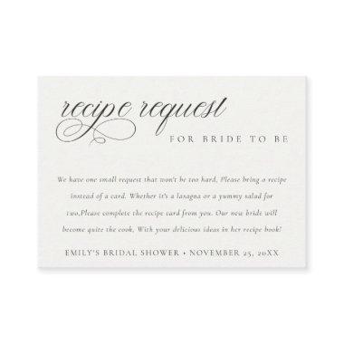 Script Black White Recipe Request Bridal Shower Enclosure Invitations