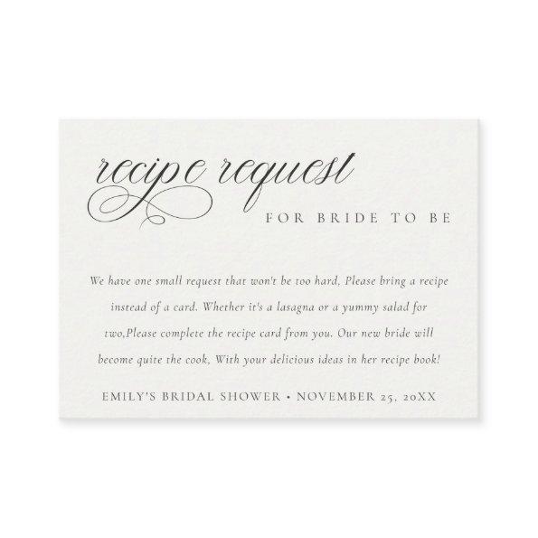 Script Black White Recipe Request Bridal Shower Enclosure Invitations