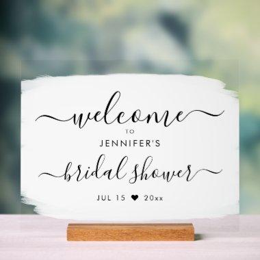 Script  Welcome Black Paint White Acrylic Sign