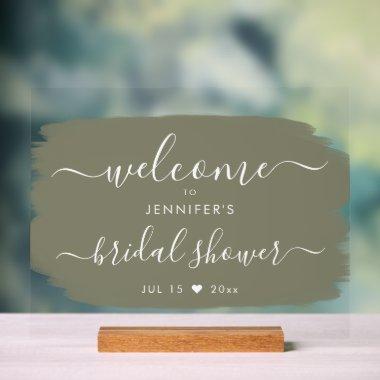 Script  Welcome Paint Sage Acrylic Sign