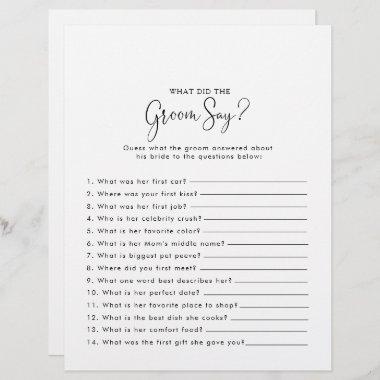 Script Bridal Shower What did the Groom Say