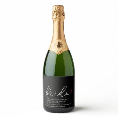 Script Bride Definition  Black Red Sparkling Wine Label