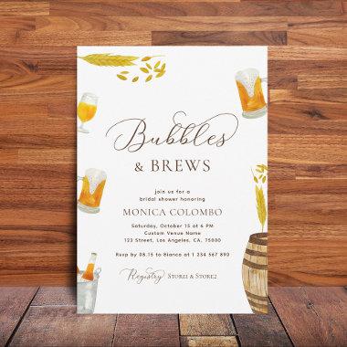 Script Bubbles & Brews Beer Theme Bridal Shower Invitations