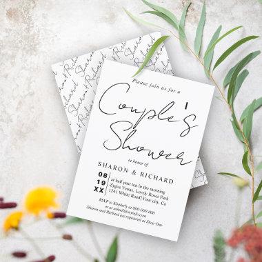 Script calligraphy black and white Couples shower Invitations