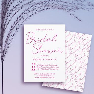 Script calligraphy magenta pink Bridal shower Invitations