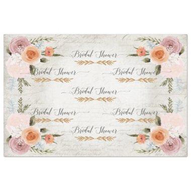 Script Ephemera Watercolor Floral Bridal Shower Tissue Paper