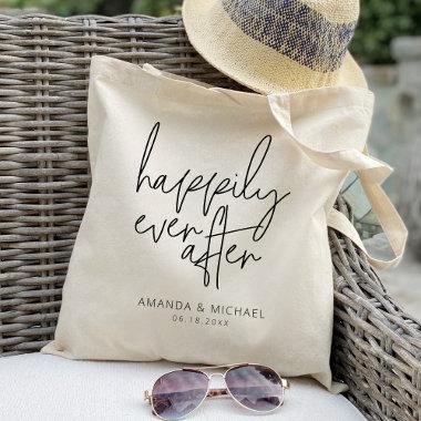 Script Happily ever after Personalized Wedding Tote Bag